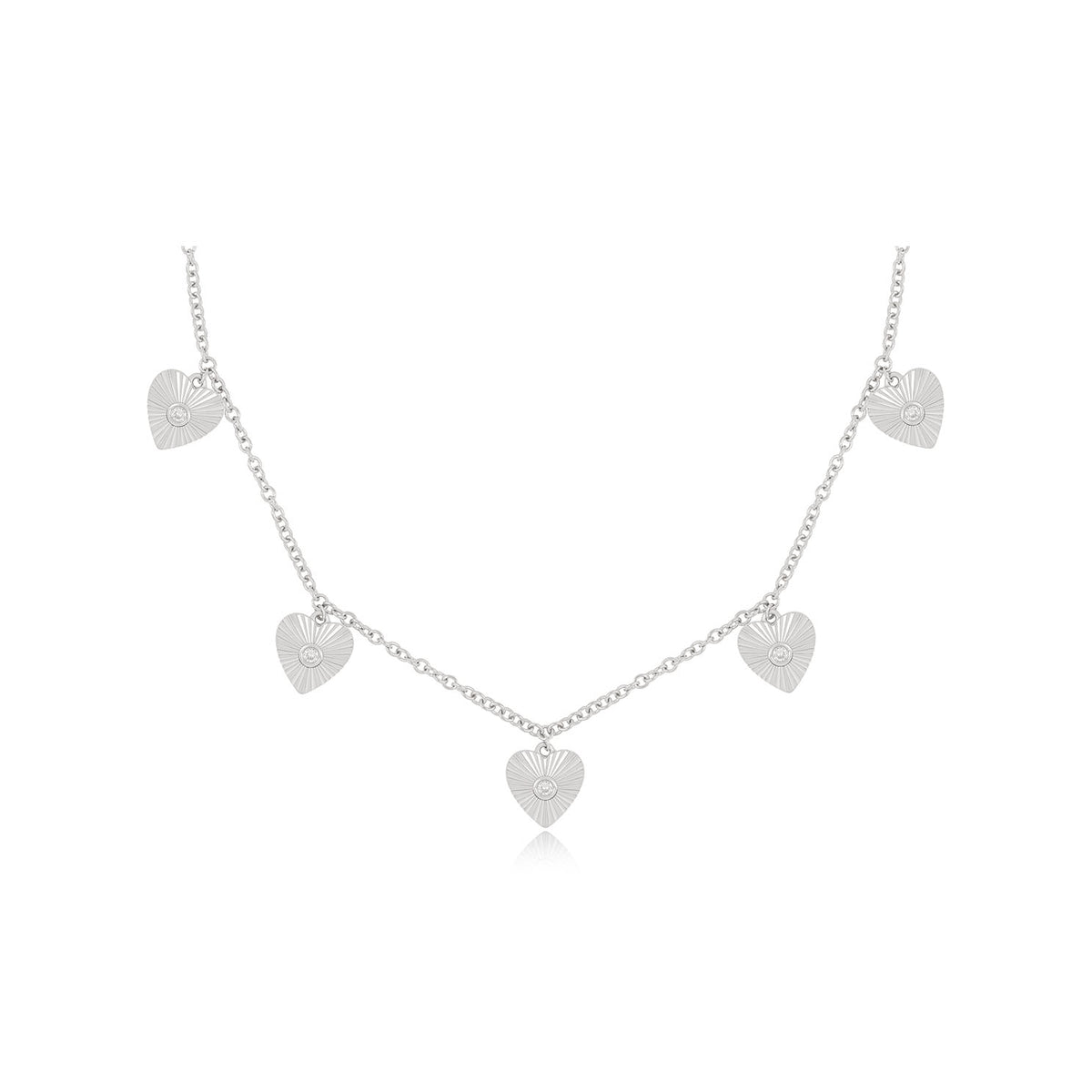 Multi Gold & Diamond Fluted Heart Necklace