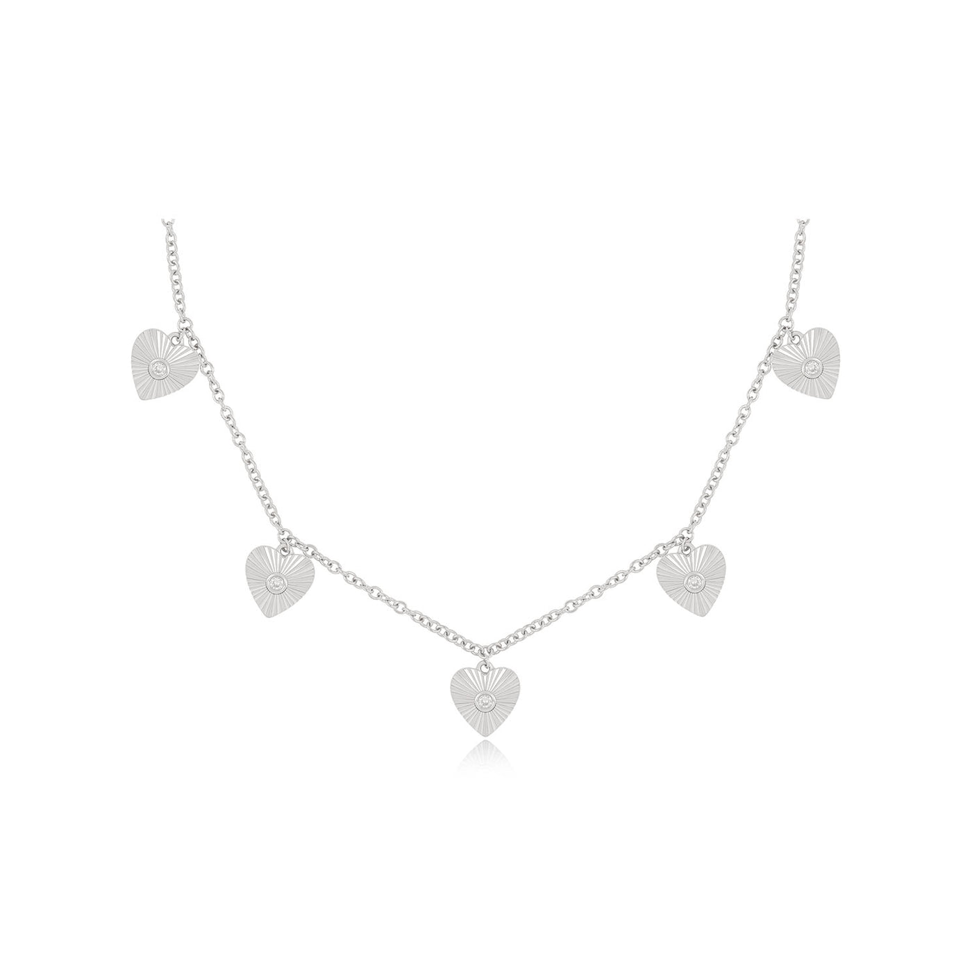 Multi Gold & Diamond Fluted Heart Necklace