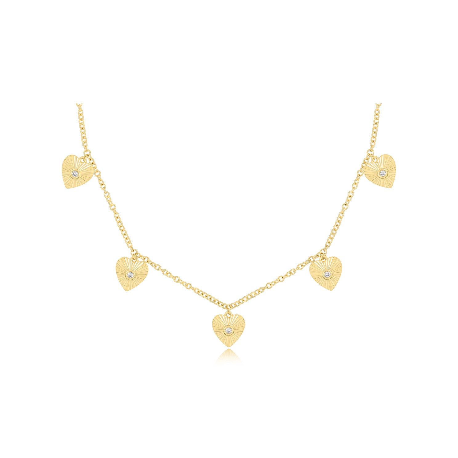 Multi Gold & Diamond Fluted Heart Necklace