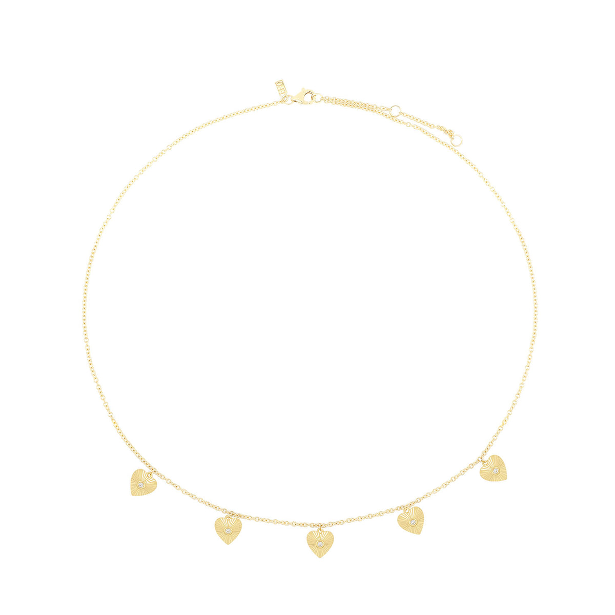 Multi Gold & Diamond Fluted Heart Necklace
