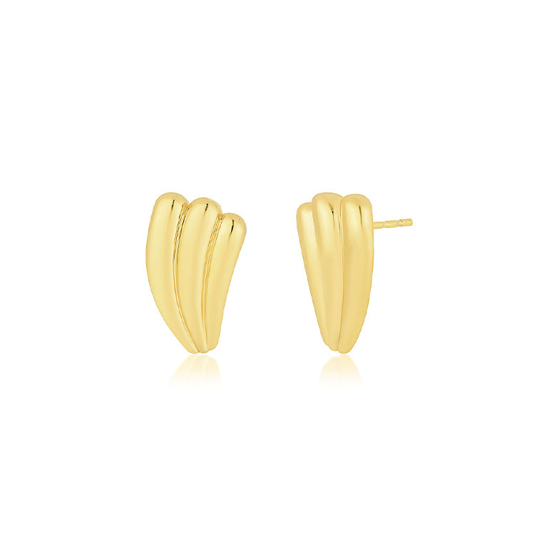 Jumbo Gold Fan Stud Earrings