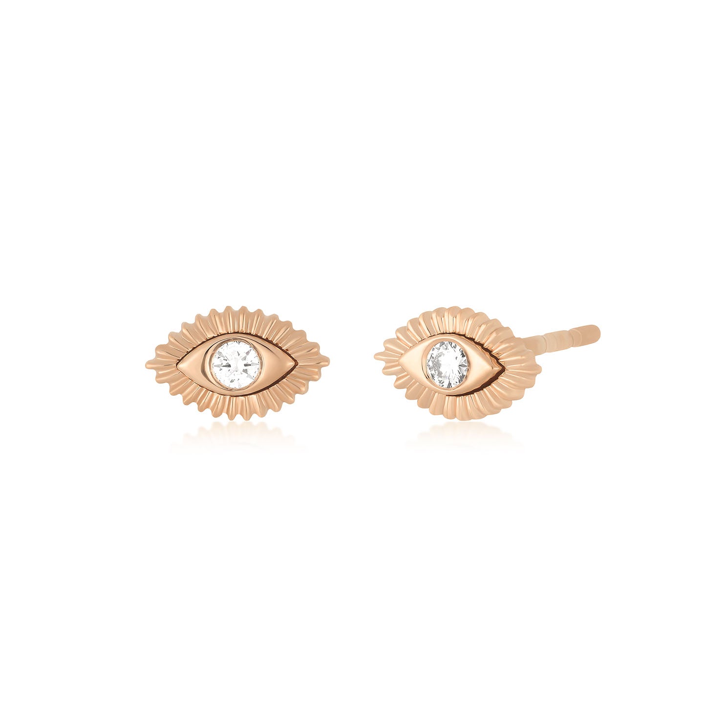 Gold & Diamond Evil Eye Protection Stud Earring