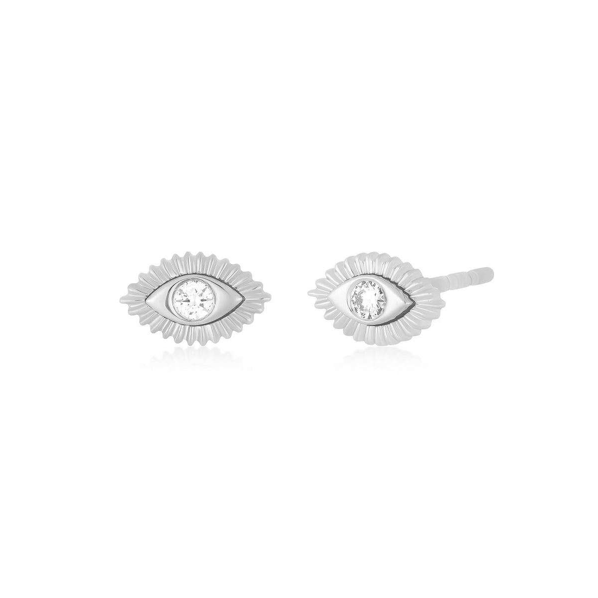 Gold & Diamond Evil Eye Protection Stud Earring