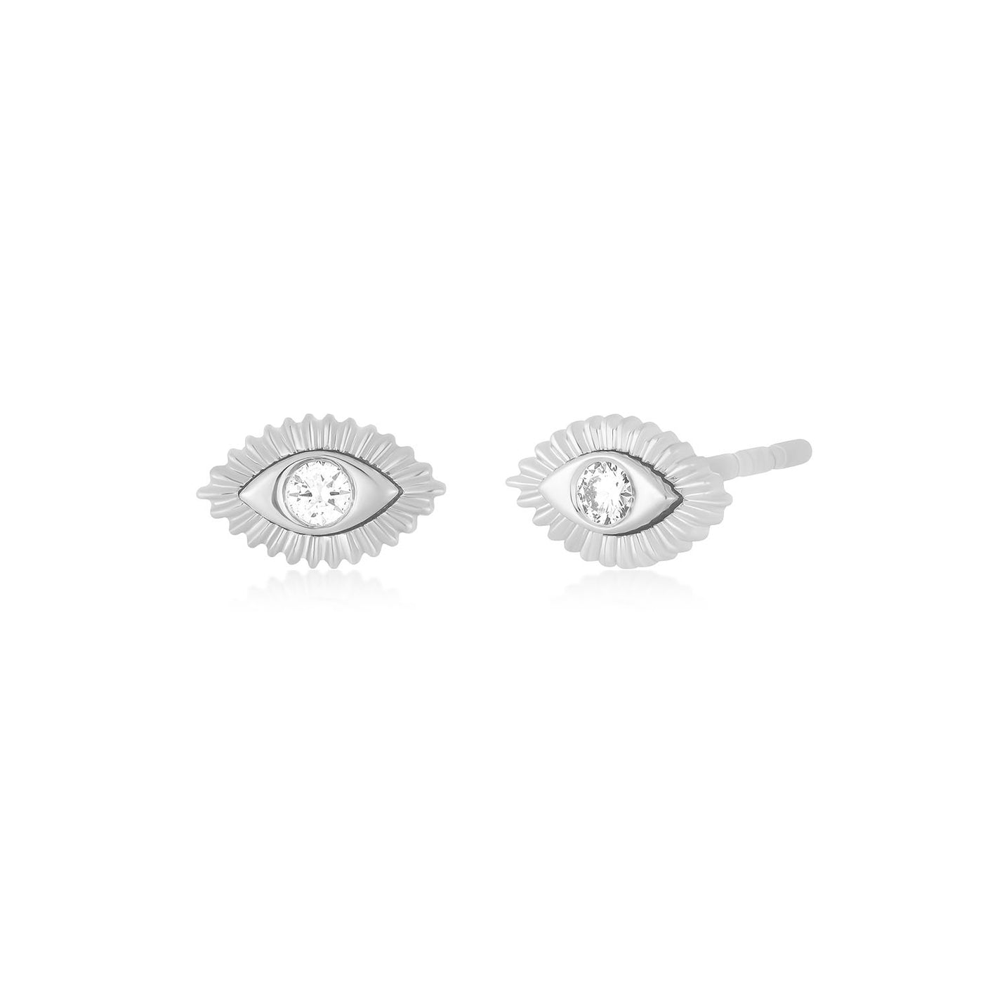 Gold & Diamond Evil Eye Protection Stud Earring