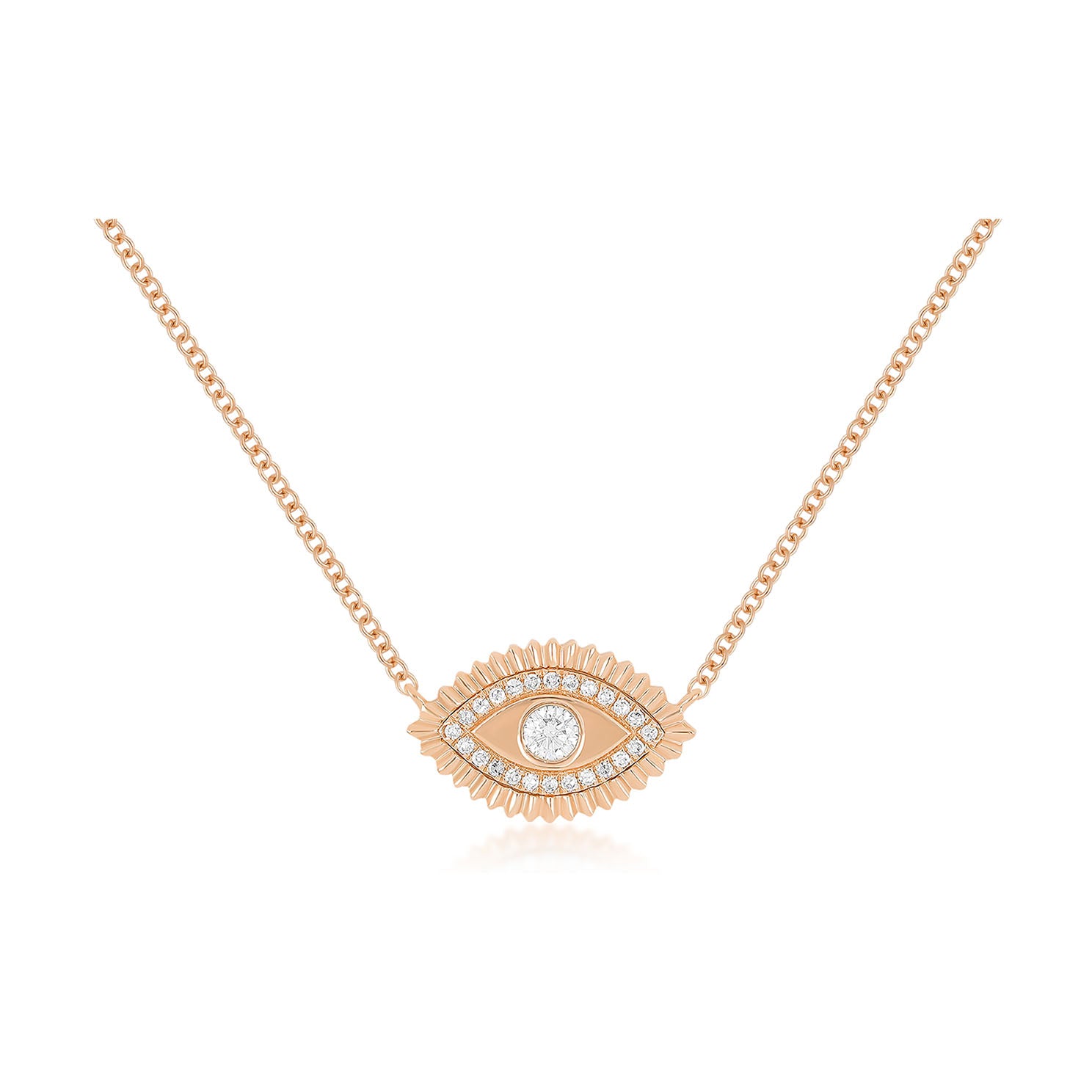 Gold & Diamond Evil Eye Protection Necklace
