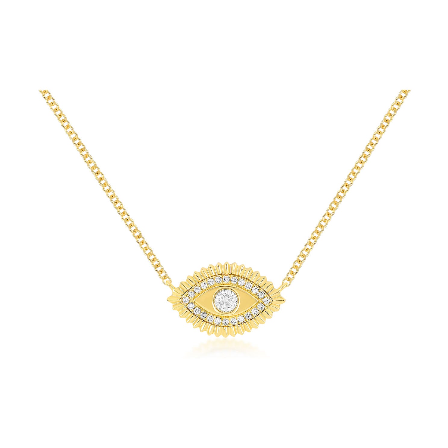 Gold & Diamond Evil Eye Protection Necklace