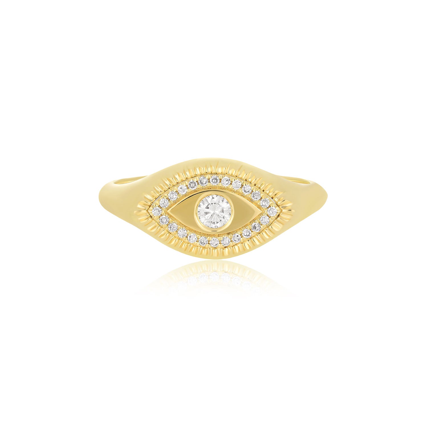 Gold & Diamond Evil Eye Protection Ring