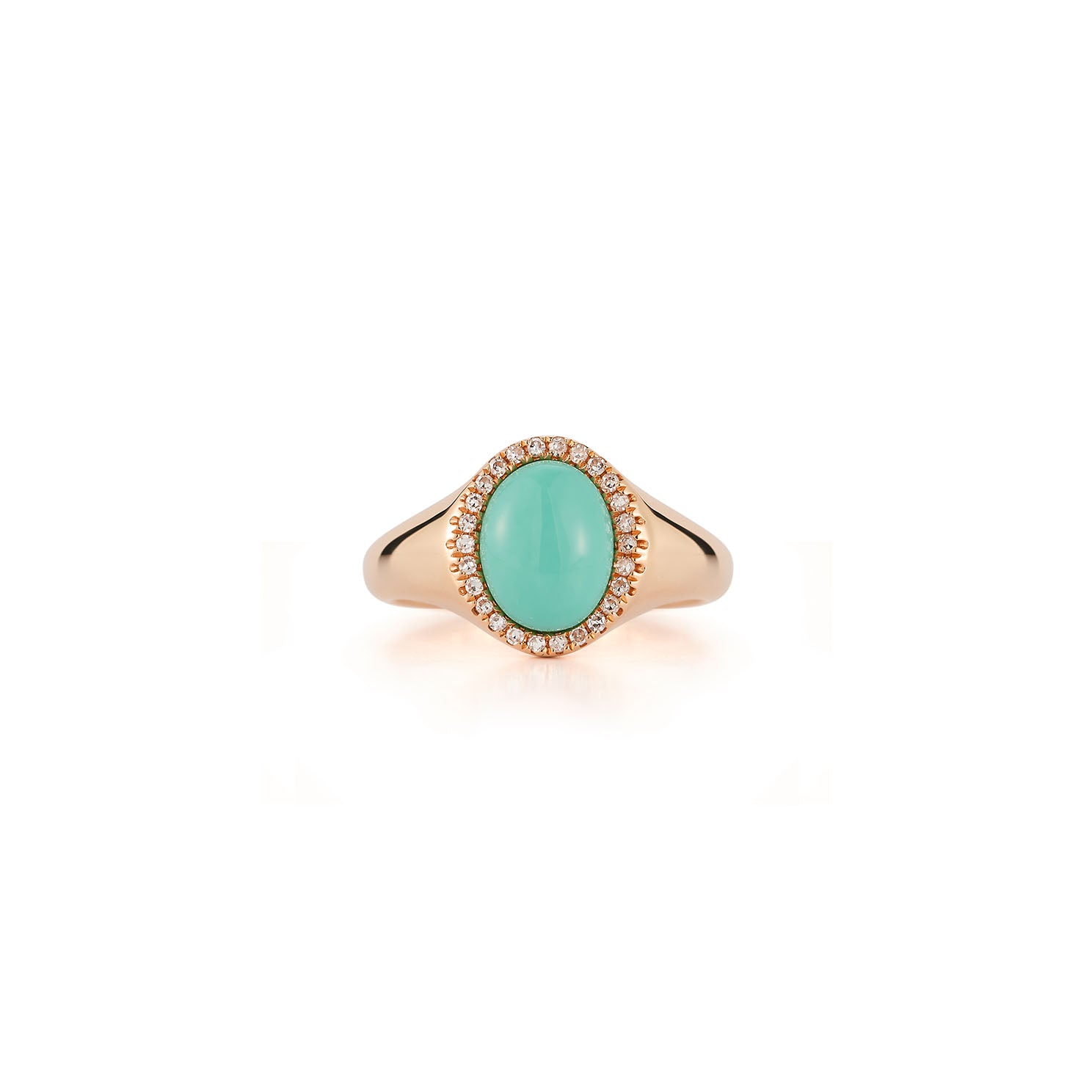 Diamond & Turquoise Cabochon Signet Ring