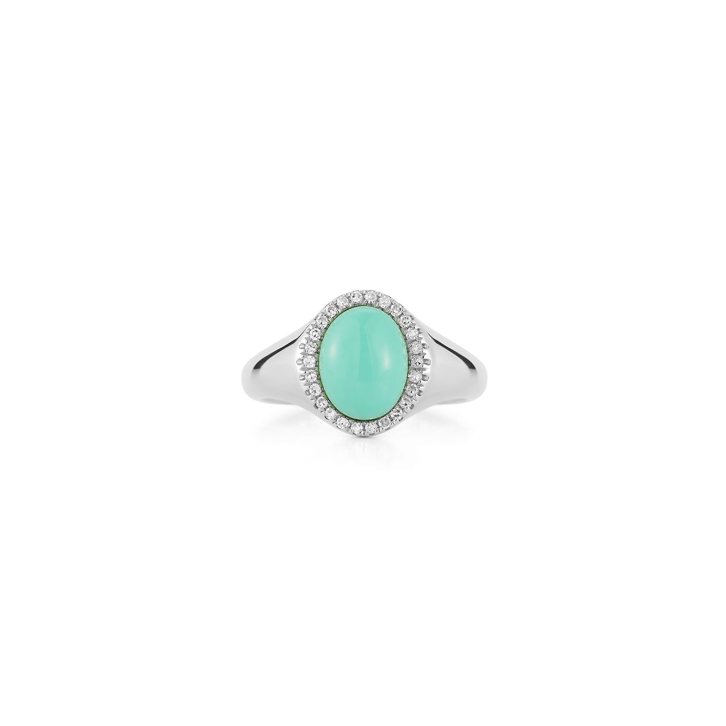 Diamond & Turquoise Cabochon Signet Ring