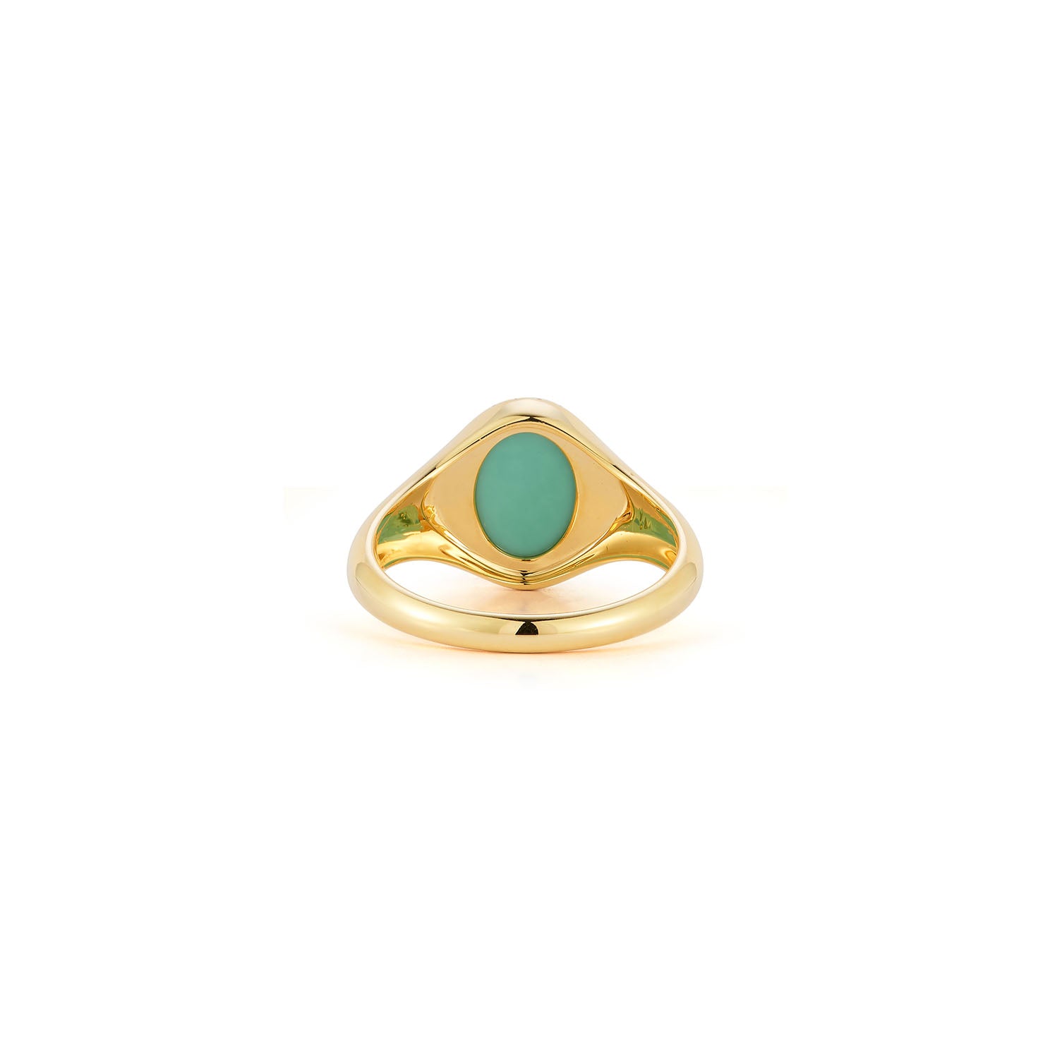 Diamond & Turquoise Cabochon Signet Ring