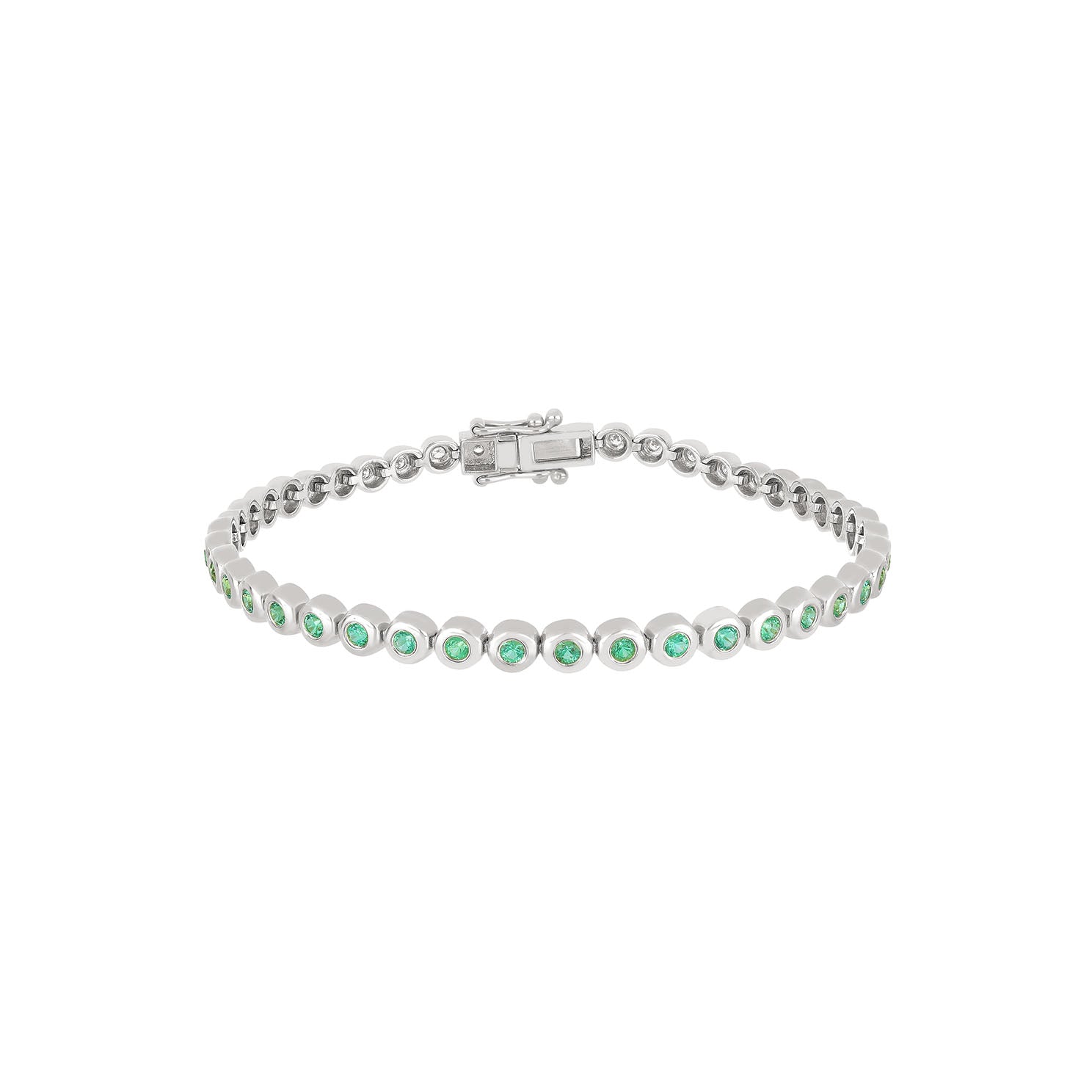 Emerald & Diamond Pillow Eternity Bracelet