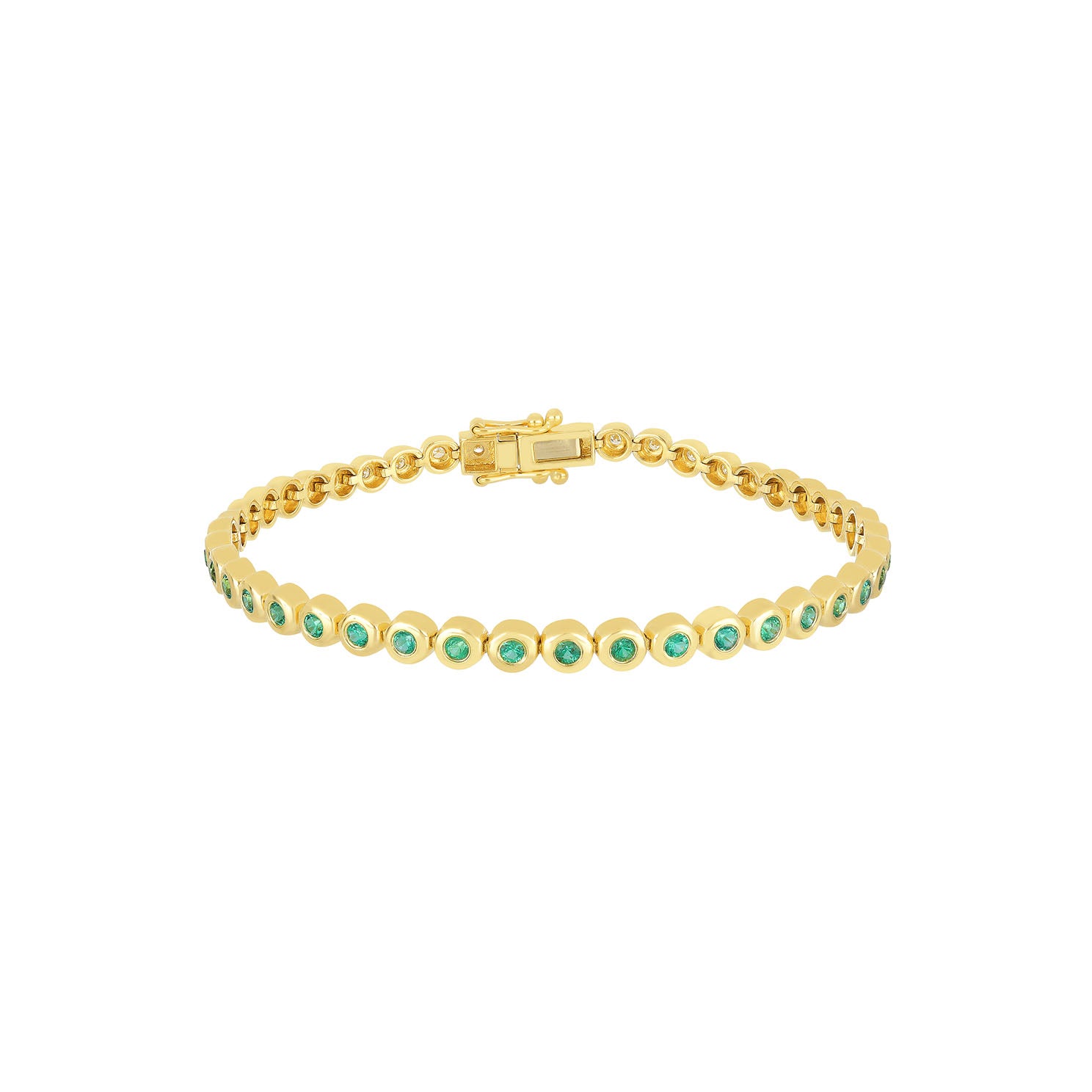 Emerald & Diamond Pillow Eternity Bracelet