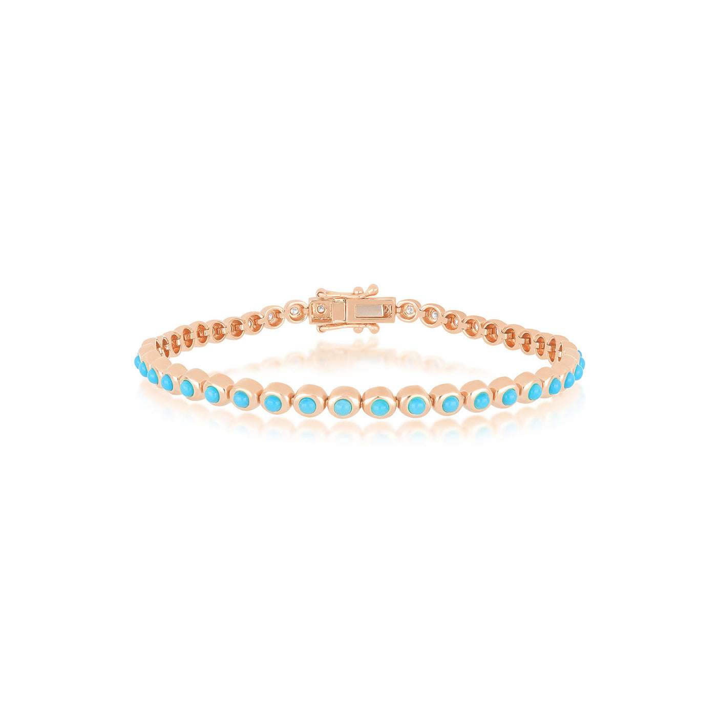 Turquoise & Diamond Pillow Eternity Bracelet