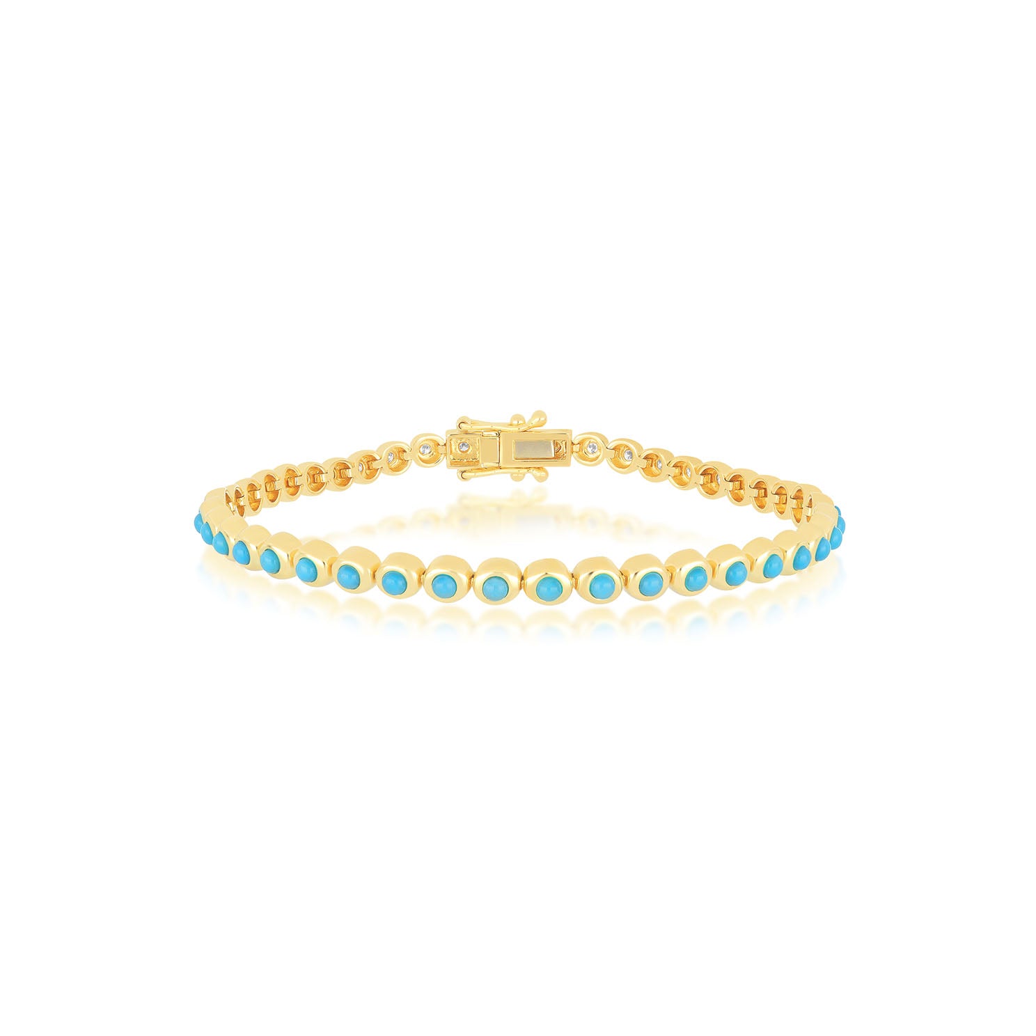 Turquoise & Diamond Pillow Eternity Bracelet
