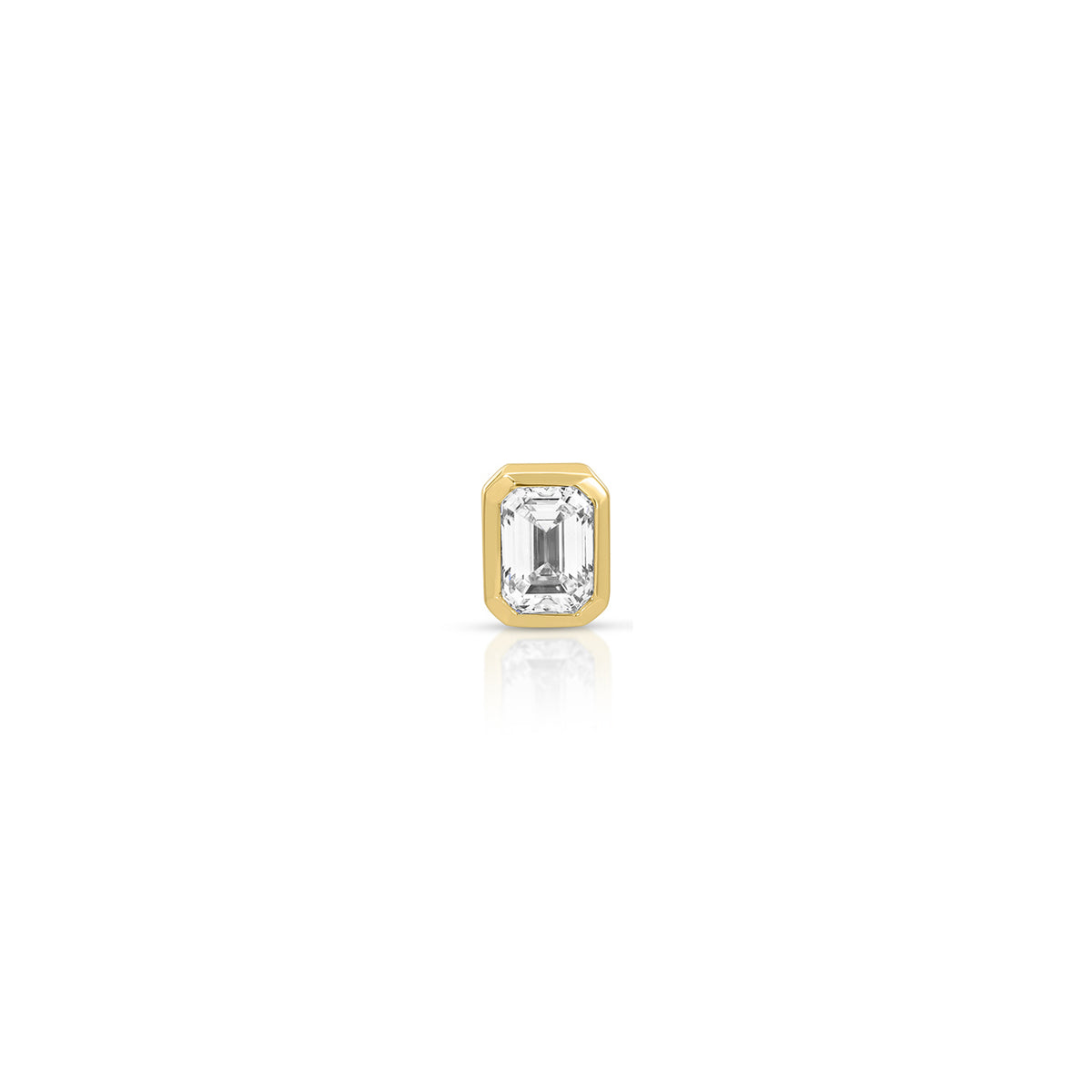 Bezel Set Emerald Cut Diamond Stud Earring