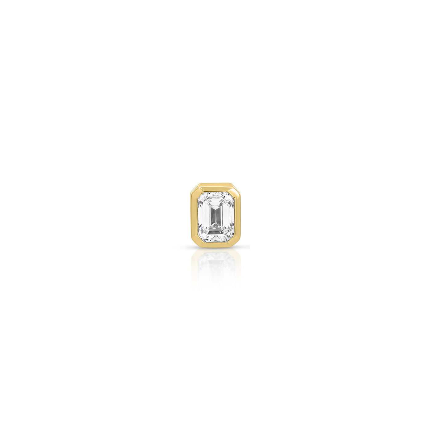 Bezel Set Emerald Cut Diamond Stud Earring