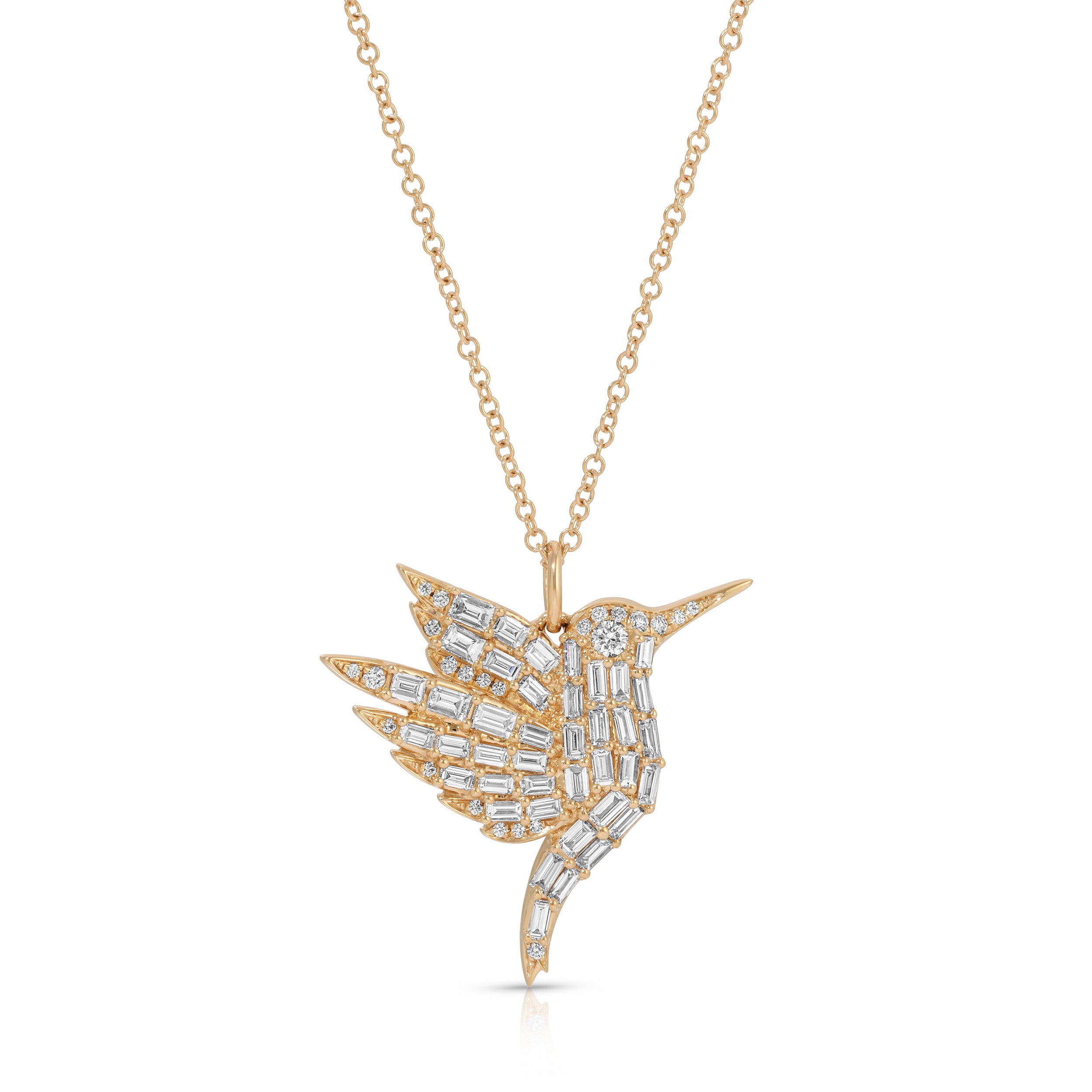 Diamond Baguette Hummingbird Necklace