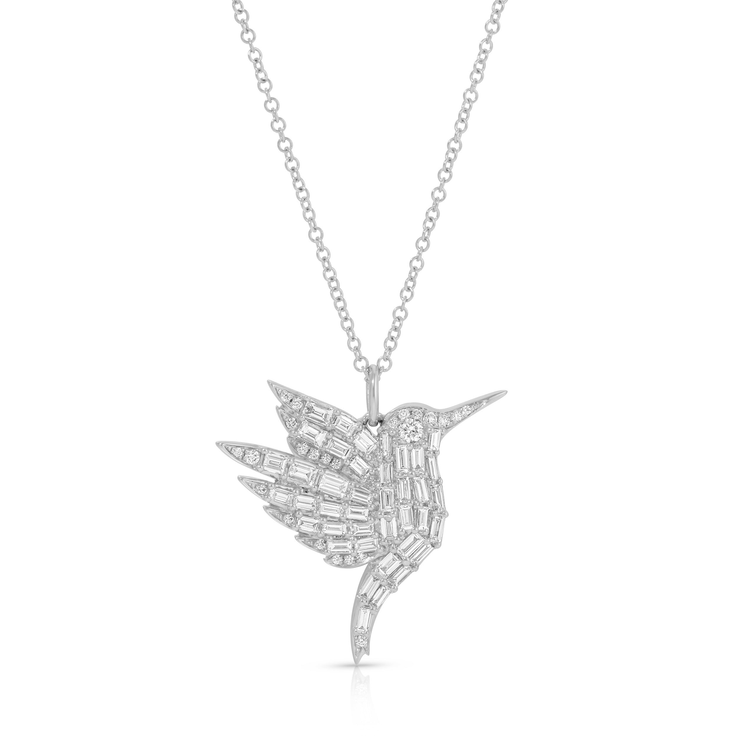 Diamond Baguette Hummingbird Necklace