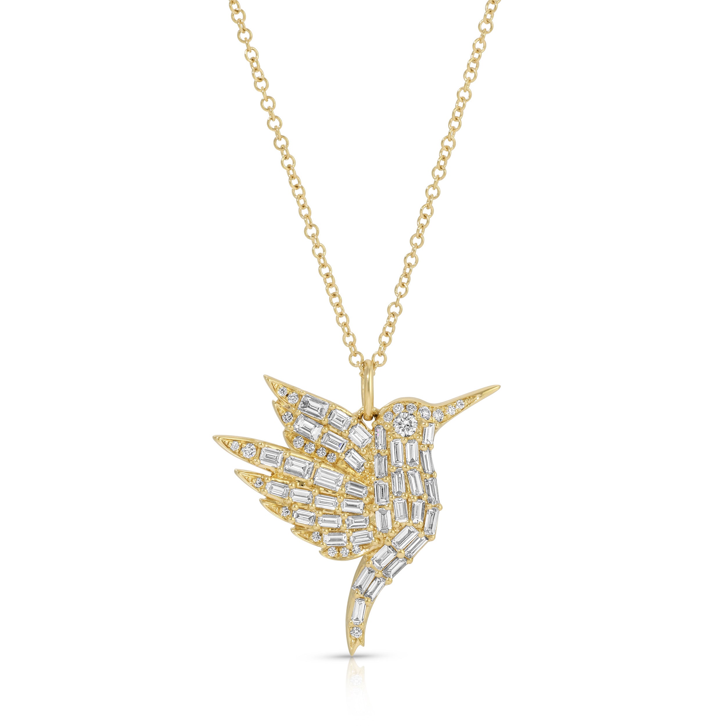 Diamond Baguette Hummingbird Necklace