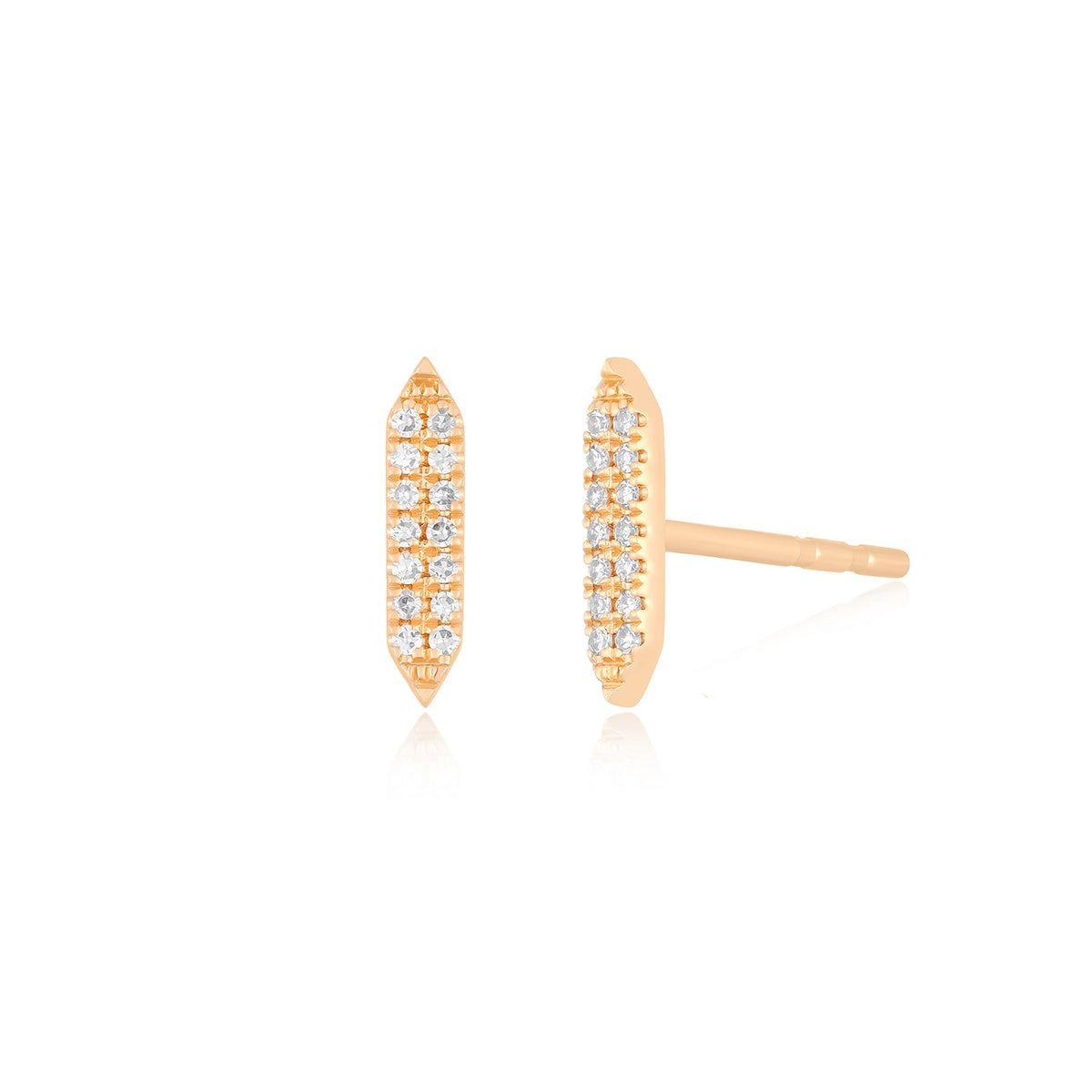 Pavé Diamond "On Point" Stud Earring in 14k Rose Gold