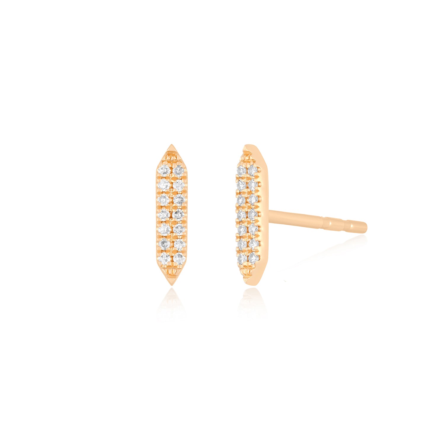 Pavé Diamond "On Point" Stud Earring in 14k Rose Gold