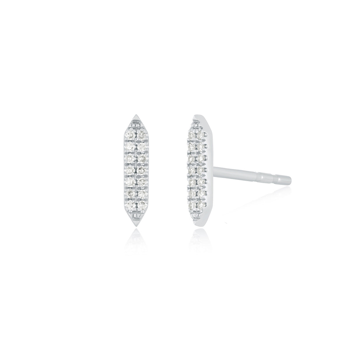 Pavé Diamond "On Point" Stud Earring in 14k White Gold