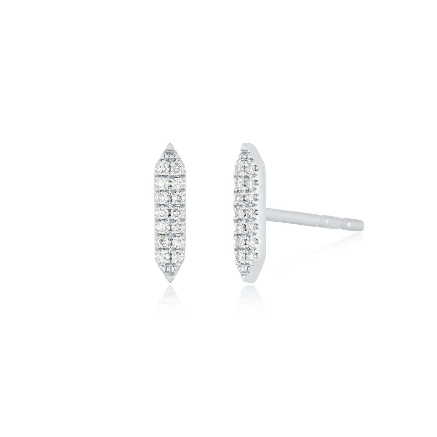Pavé Diamond "On Point" Stud Earring in 14k White Gold