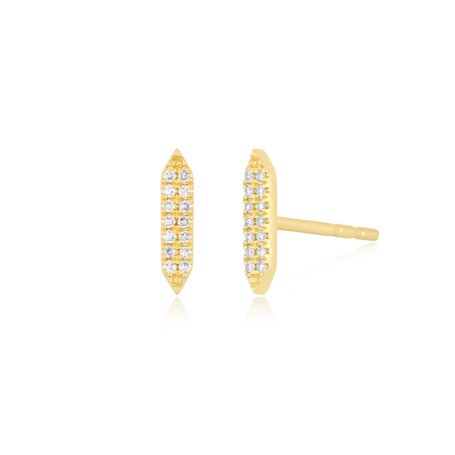 Pavé Diamond "On Point" Stud Earring in 14k Yellow Gold