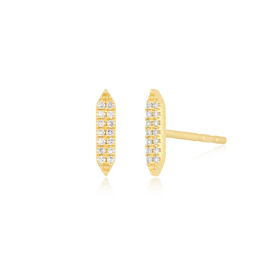 Pavé Diamond "On Point" Stud Earring in 14k Yellow Gold