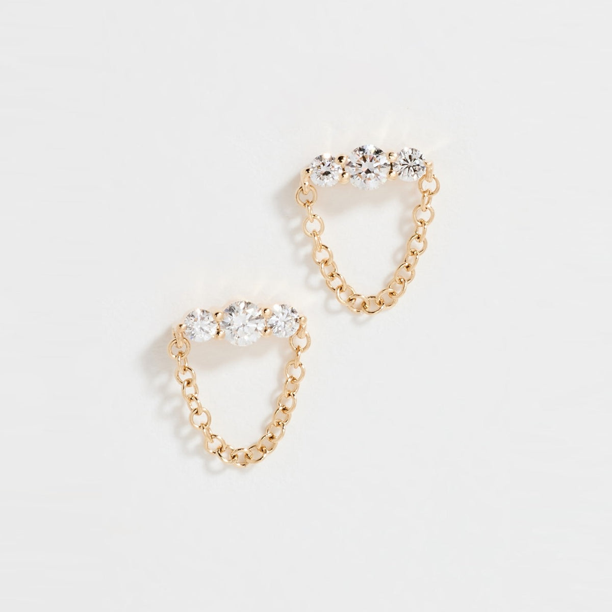 Graduated Diamond Bar Chain Stud Earring