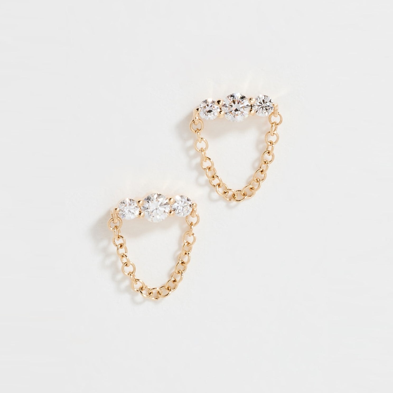 Graduated Diamond Bar Chain Stud Earring