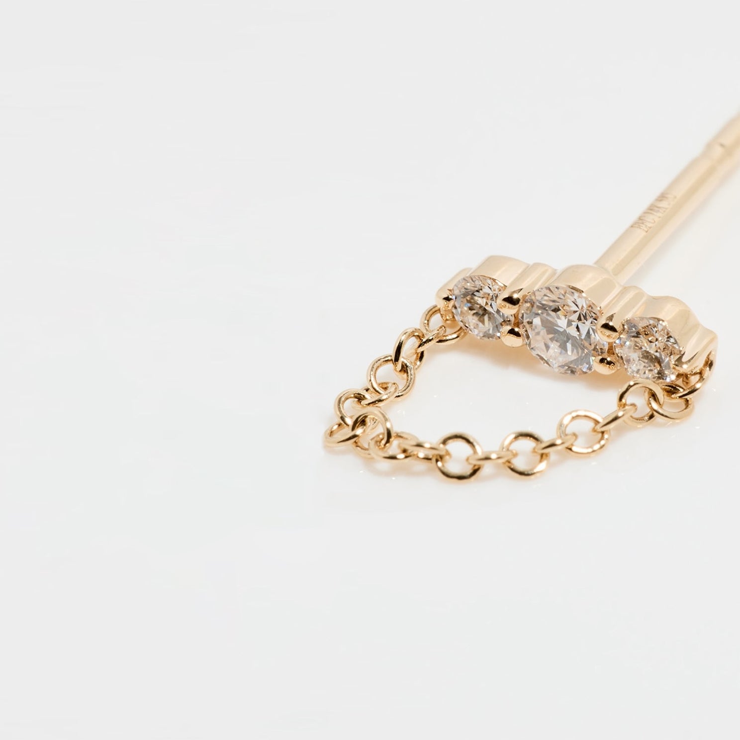 Graduated Diamond Bar Chain Stud Earring