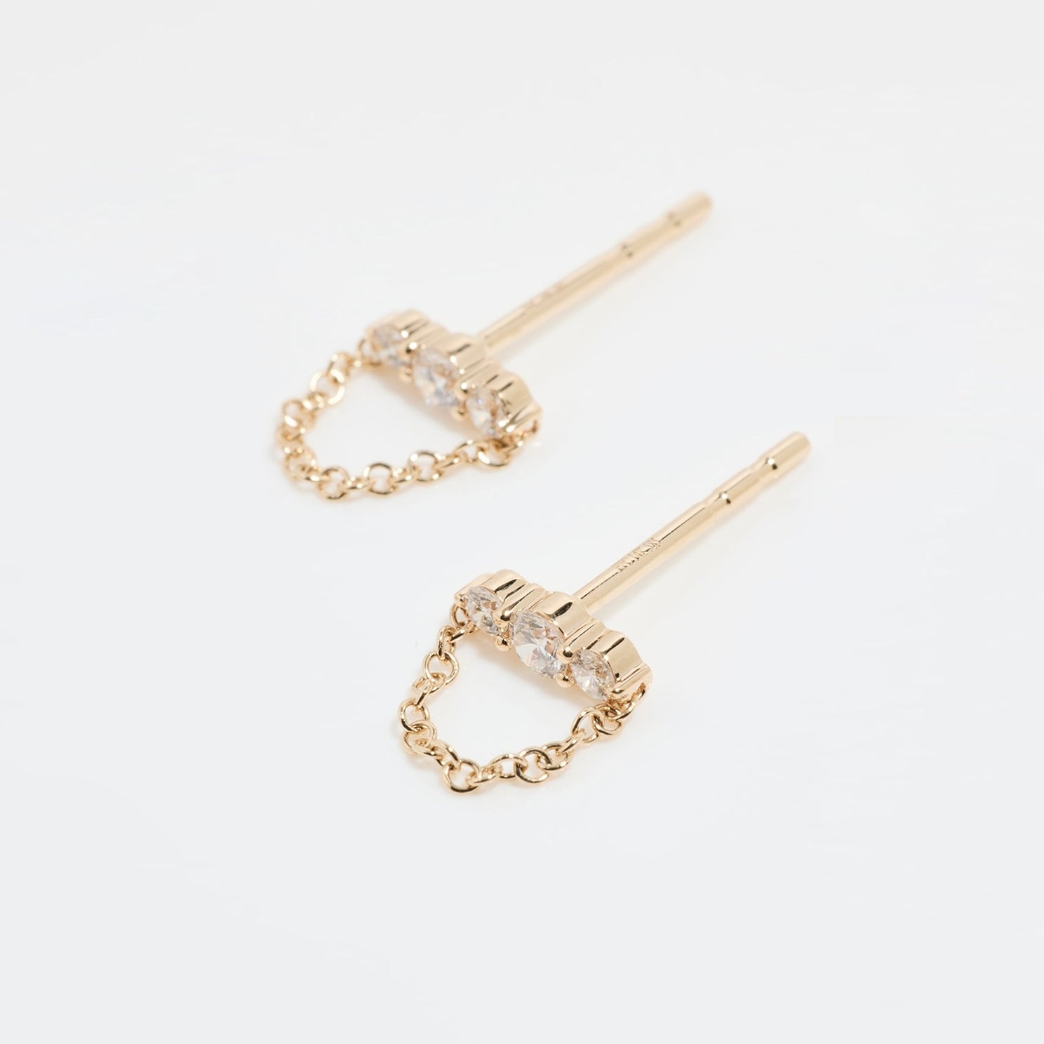 Graduated Diamond Bar Chain Stud Earring