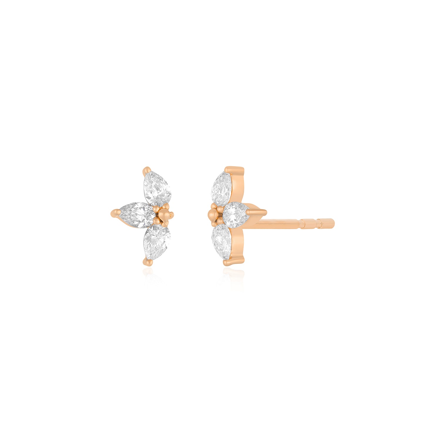 Triple Diamond Mini Pear Stud Earring