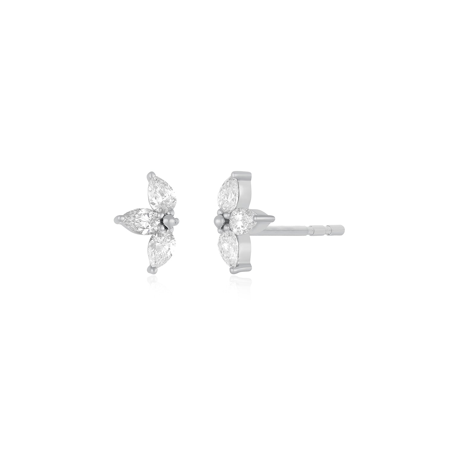 Triple Diamond Mini Pear Stud Earring