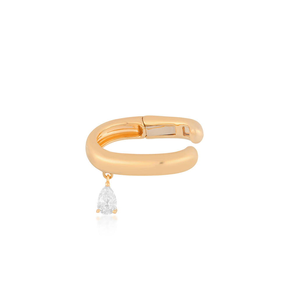 Diamond Pear Drop Gold Ear Cuff | 14k Gold | EF Collection — EF 