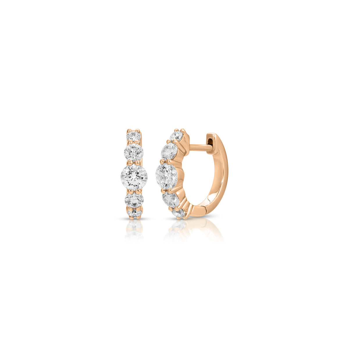 Jumbo Prong Set Graduated Diamond Huggie Earring
