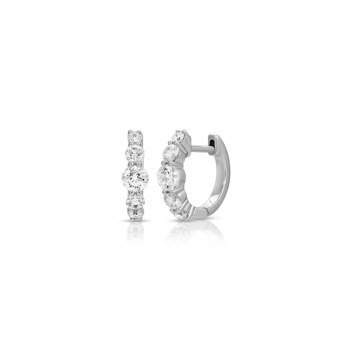 Jumbo Prong Set Graduated Diamond Huggie Earring