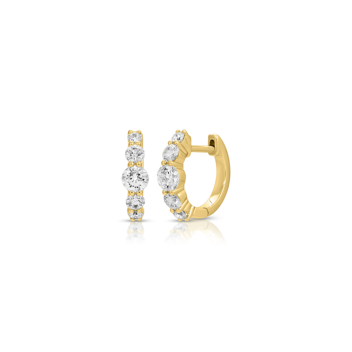 Jumbo Prong Set Graduated Diamond Huggie Earring