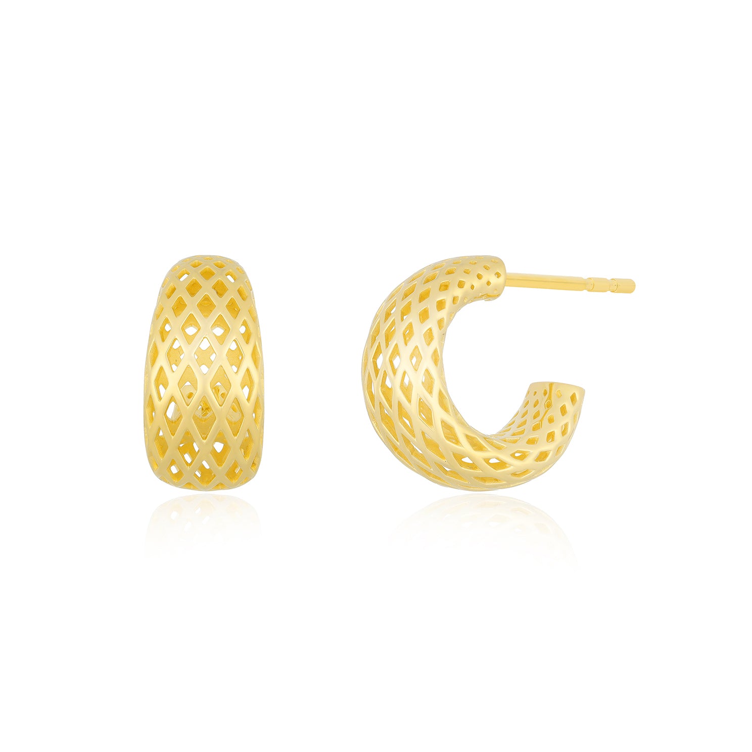 Woven Gold Jumbo Dome Huggie Earrings