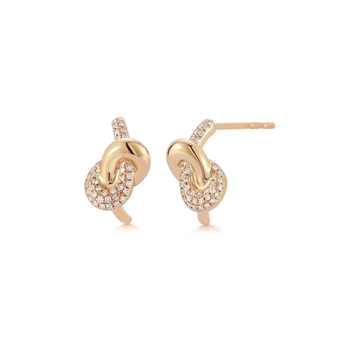 Diamond & Gold Love Knot Stud Earrings