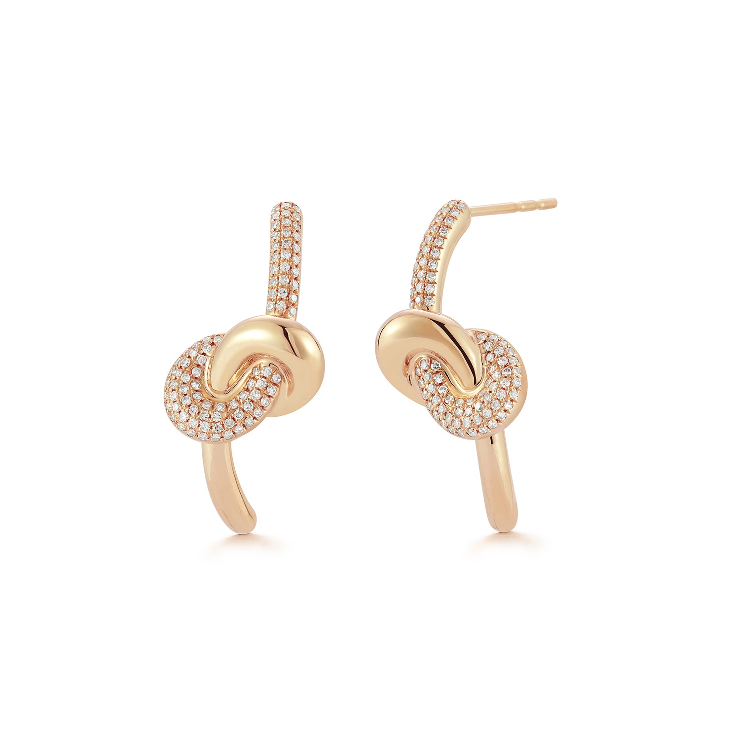 Diamond & Gold Jumbo Love Knot Stud Earrings