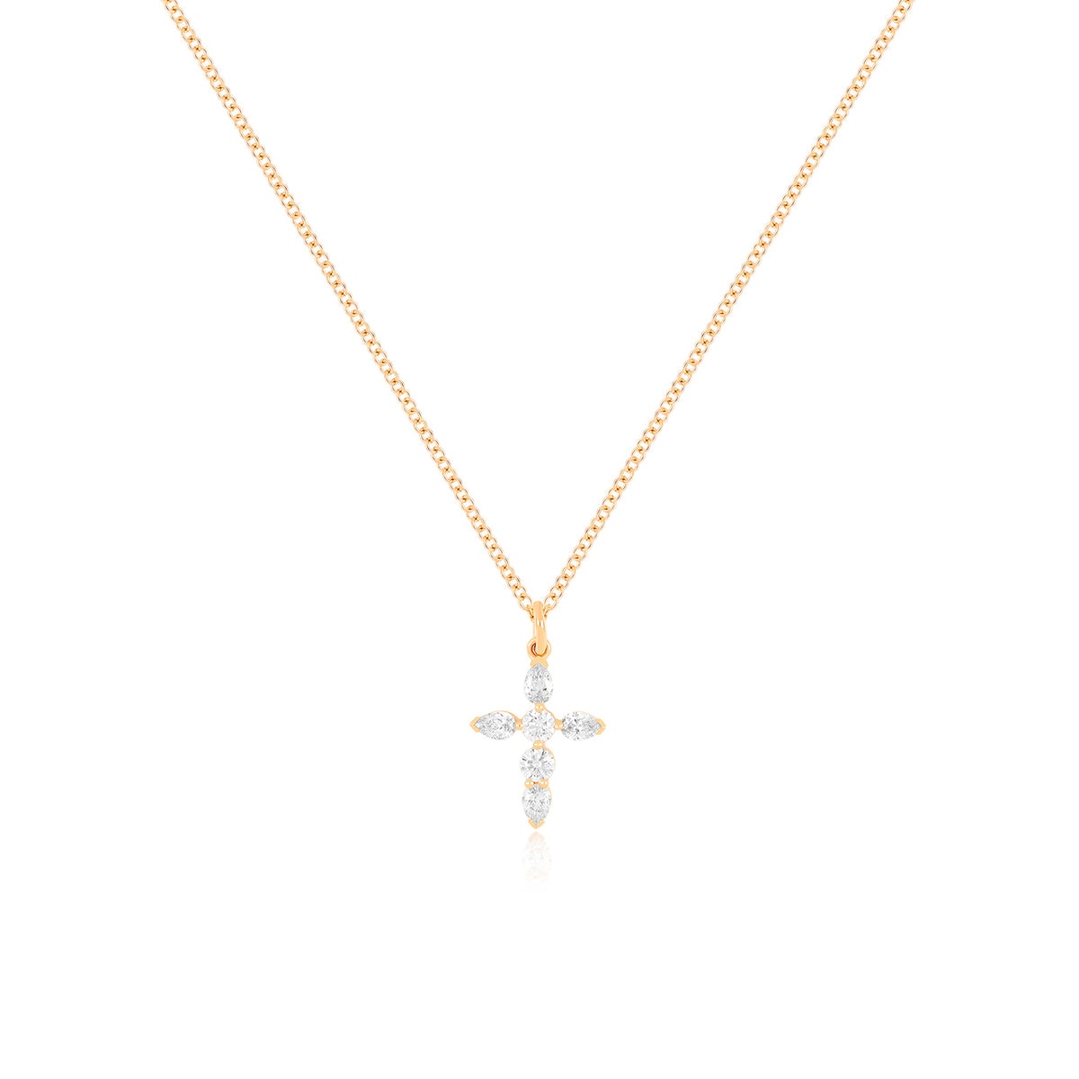 Prong Set Diamond Cross Necklace