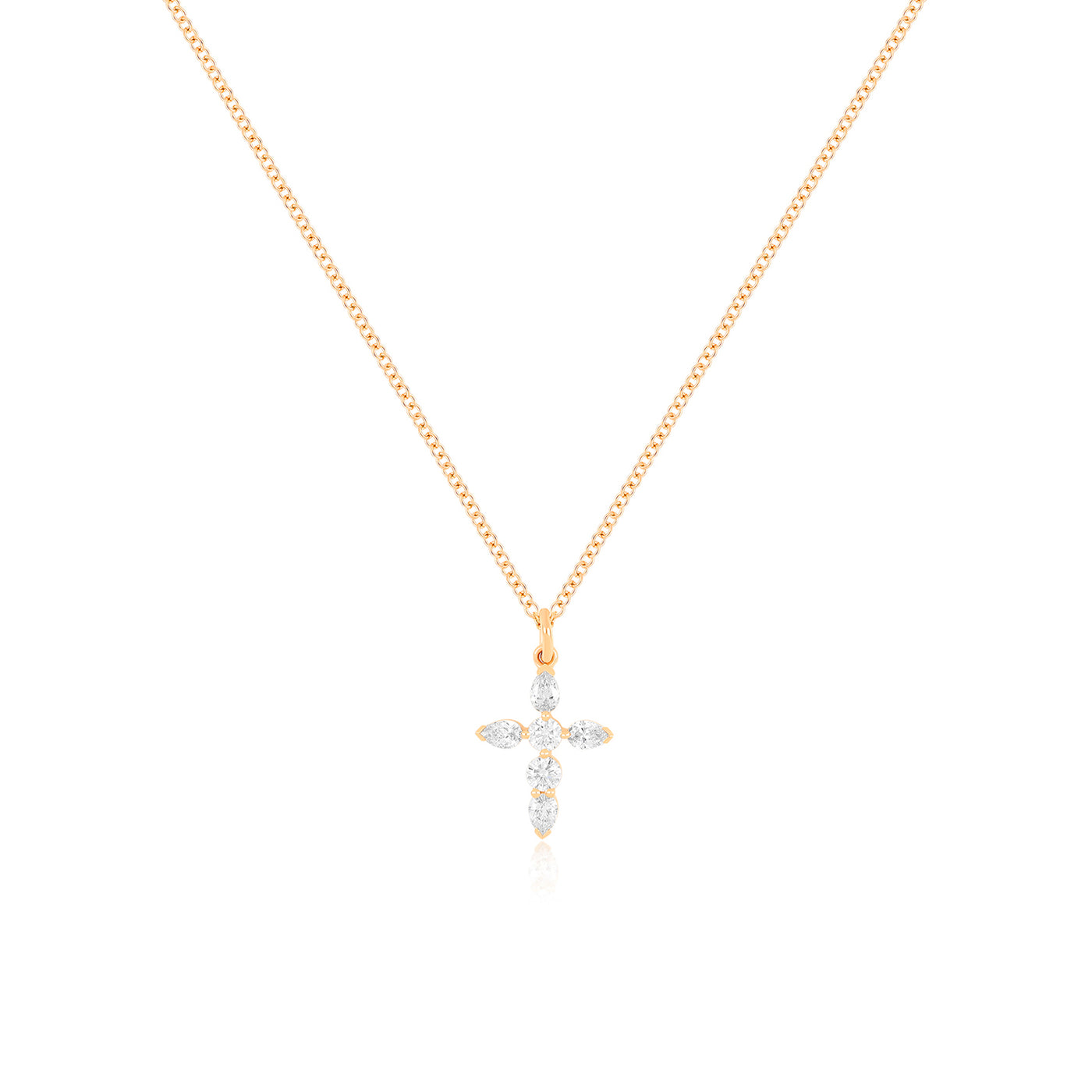 Prong Set Diamond Cross Necklace