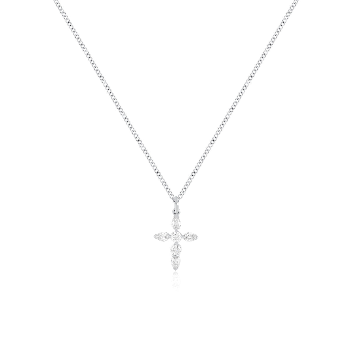 Prong Set Diamond Cross Necklace