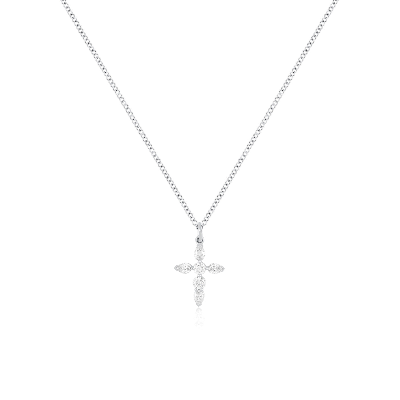 Prong Set Diamond Cross Necklace