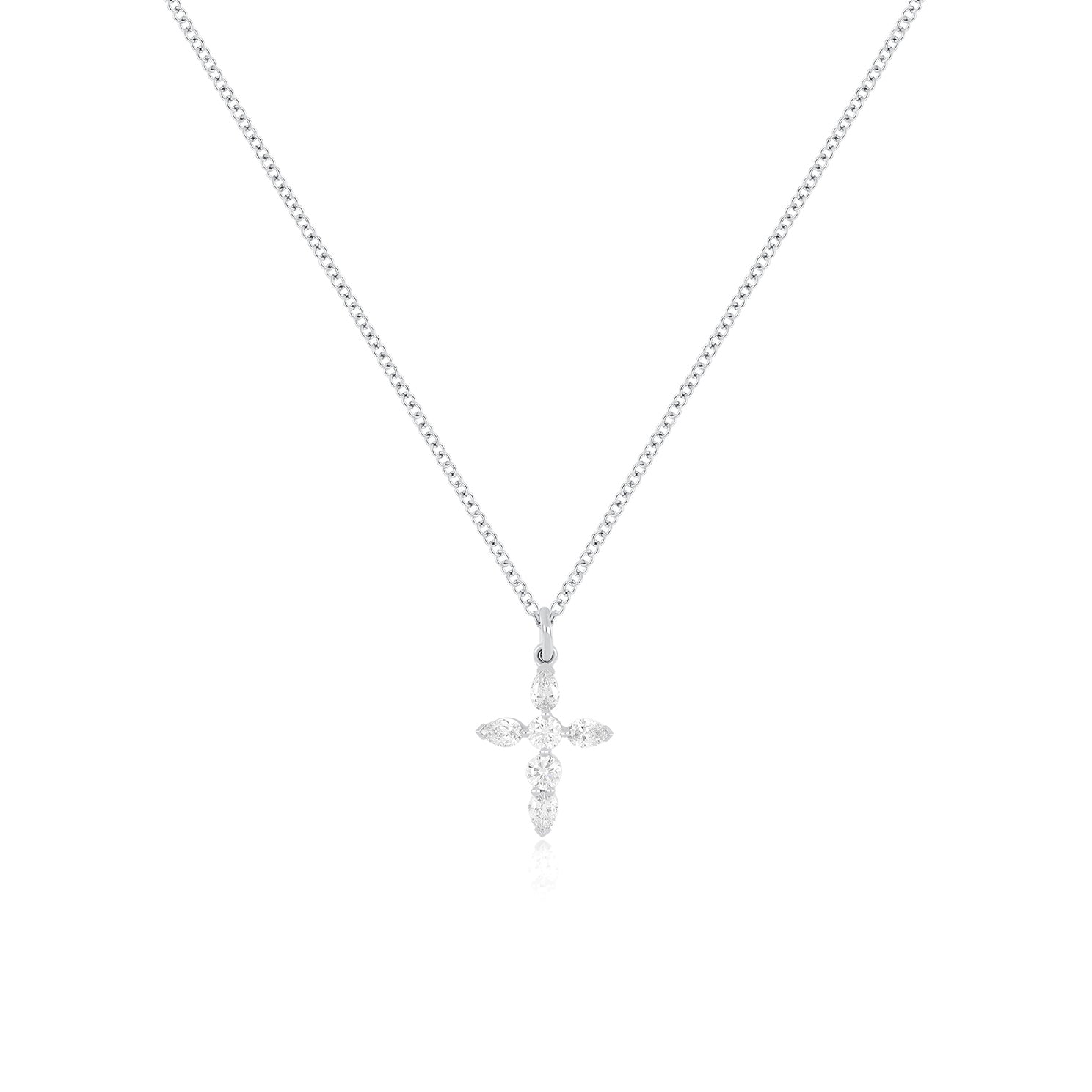 Prong Set Diamond Cross Necklace