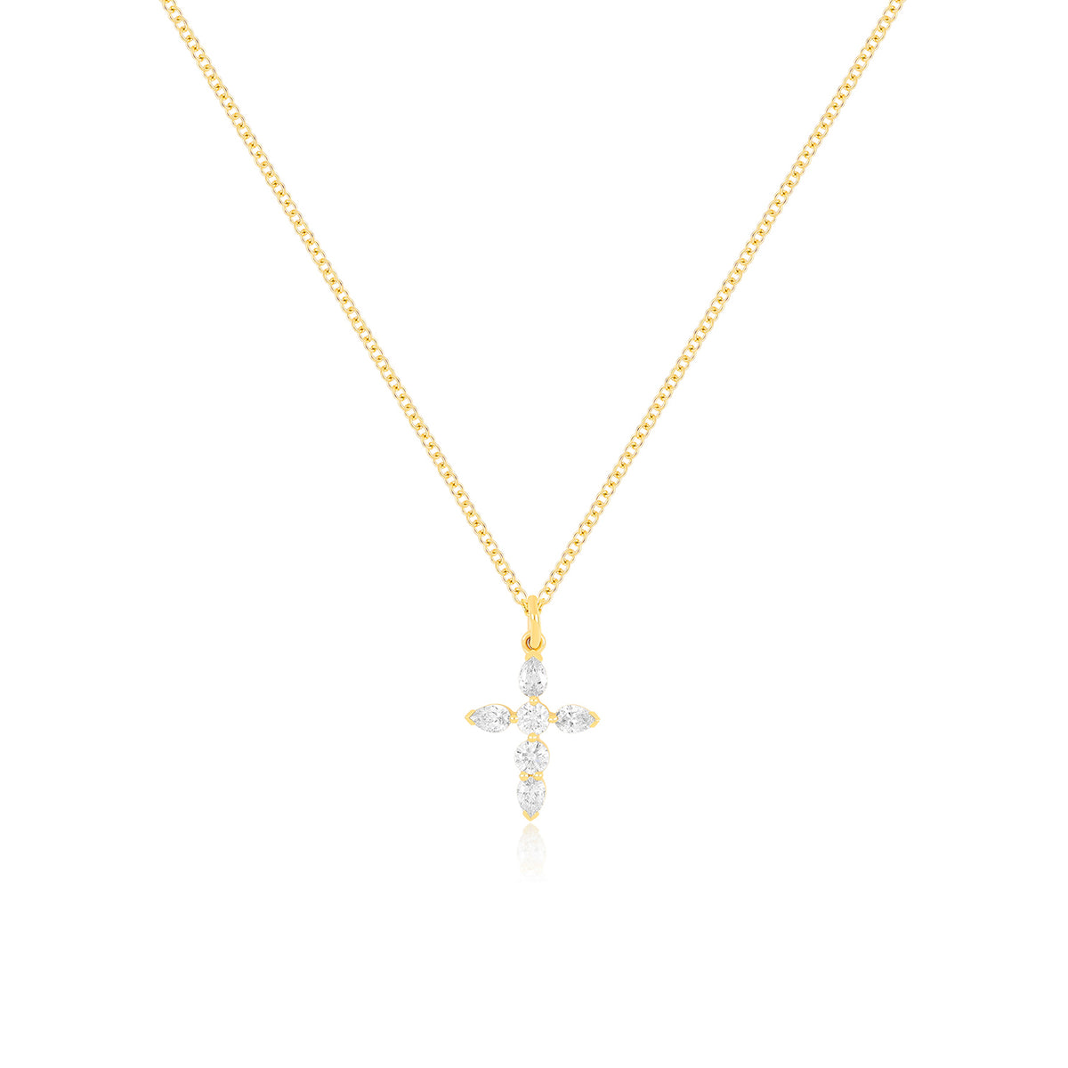 Prong Set Diamond Cross Necklace