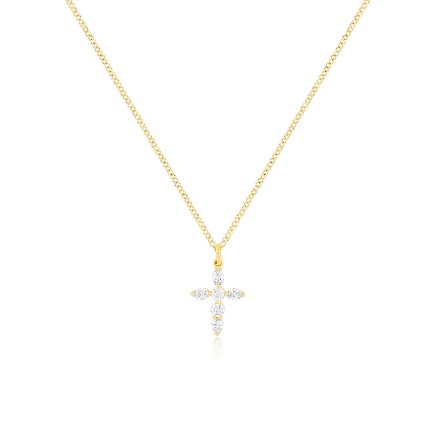 Prong Set Diamond Cross Necklace