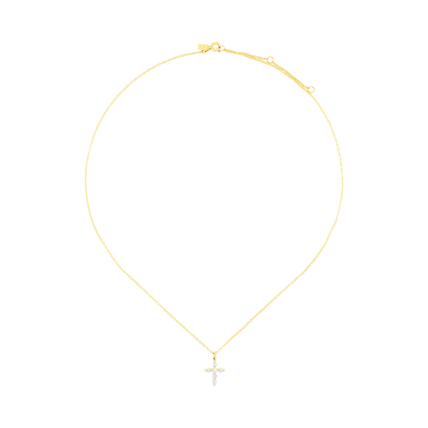 Prong Set Diamond Cross Necklace
